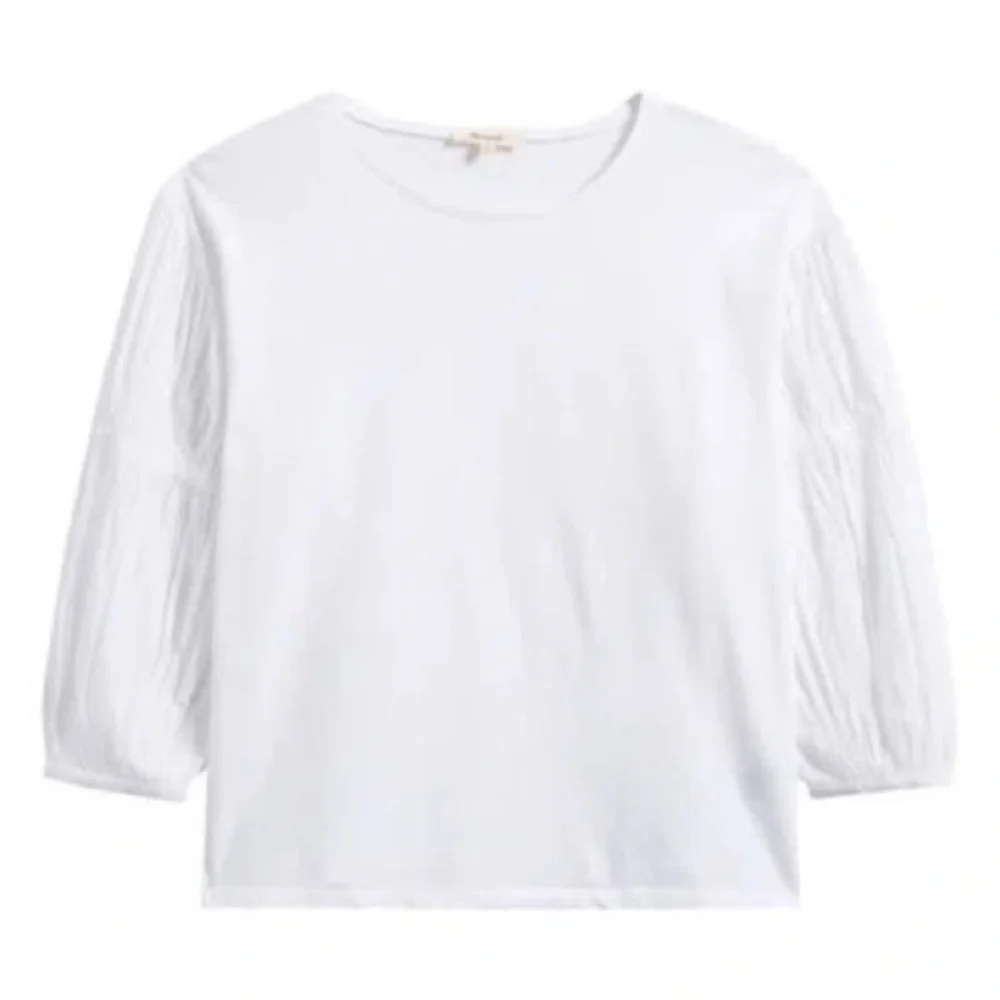 MADEWELL White Puff-Sleeve Drop-Shoulder Knit Top Size Small